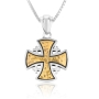 Marina Jewelry Sterling Silver Jerusalem Cross Necklace With Gold-Colored Byzantine Cross - 1
