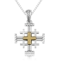 Marina Jewelry Sterling Silver Jerusalem Cross Necklace With Gold-Colored Greek Cross - 1