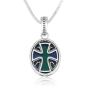 Marina Jewelry Sterling Silver Necklace With Eilat Stone and Byzantine Cross - 1