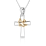 Marina Jewelry Sterling Silver Cross Necklace with Gold Plated Dove of Peace - 1