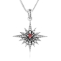 Marina Jewelry Sterling Silver Star of Bethlehem Necklace with Garnet Stone - 1