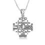 Marina Jewelry Sterling Silver Two-Toned Jerusalem Cross Necklace With Jerusalem Motif - 2