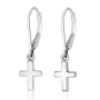 Marina Jewelry Sterling Silver Cross Hanging Loop Earrings - 2