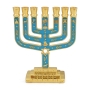 Gold Plated Star of David 7-Branch Menorah with Tribes of Israel - 5