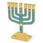 Gold Plated Star of David 7-Branch Menorah with Tribes of Israel - 6