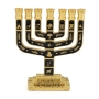 Gold Plated Twelve Tribes of Israel 7-Branch Menorah with Enamel - Color Option - 3