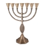 Metal 7-Branched Menorah With Grafted-In Design - 2