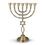 Metal 7-Branched Menorah With Messianic Grafted-In Design - 1