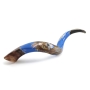 Hand Painted Kudu Shofar Horn with Lion of Judah and Jerusalem in Blue - 2