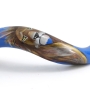 Hand Painted Kudu Shofar Horn with Lion of Judah and Jerusalem in Blue - 3