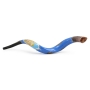 Hand Painted Kudu Shofar Horn with Lion of Judah and Jerusalem in Blue - 4
