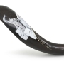 Hand Painted Kudu Shofar Horn with Pray for Peace of Jerusalem Inscription  - 2