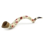 Hand-Painted White Kudu Shofar Horn with Red Pomegranates  - 1