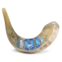 Hand Painted Ram’s Horn Shofar with Galilee Boat and Star of David  - 1