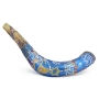 Hand Painted Grafted-In Messianic Seal Jerusalem Shofar (Blue) - 2