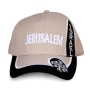 Beige Jerusalem Cross Sports Cap with Jerusalem and Israel  - 1