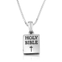 Marina Jewelry Sterling Silver Holy Bible Charm Necklace with Prayer - 1