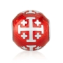 Marina Jewelry Sterling Silver and Red Enamel Jerusalem Cross Bead Charm - 1