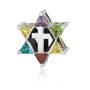 Marina Jewelry Multi-Colored Gemstone Cross and Star of David Bead Charm - 1