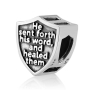Marina Jewelry Sterling Silver Shield Bead Charm with Prayer - 1