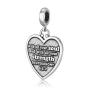 Marina Jewelry Sterling Silver Double-Sided Heart Pendant Charm with Prayer and Cubic Zirconia - 2