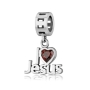 Marina Jewelry Sterling Silver ‘I Heart Jesus’ Pendant Charm with Ruby - 1