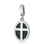 Marina Jewelry Sterling Silver and Eilat Stone Double-Sided Framed Cross Pendant Charm - 1