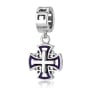 Marina Jewelry Sterling Silver and Blue Enamel Stacked Jerusalem Cross Pendant Charm - 1
