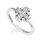 Marina Jewelry Sterling Silver and Cubic Zirconia Jerusalem Cross Purity Ring with Inscription - 1