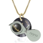 Nano Jewelry 24k Gold Plated & Gemstone Grafted-In Necklace with 24k Gold Micro-Inscription (Black) - 2