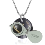 Nano Jewelry Sterling Silver & Gemstone Grafted-In Necklace with 24K Gold Micro-Inscription (Black) - 2