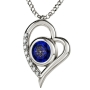 Sterling Silver and Swarovski Stone Heart Necklace with 24K Gold and "I Love You" Micro-Inscribed in 12 Languages - 5