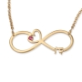 Gold-Plated English/Hebrew Infinity Heart Birthstone Personalized Name Necklace - 2
