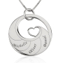 Mother's Hebrew/English Name Necklace with Heart - Silver or Gold-Plated - 4