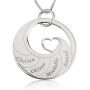 Mother's Hebrew/English Name Necklace with Heart - Silver or Gold-Plated - 5