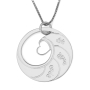 Mother's Hebrew/English Name Necklace with Heart - Silver or Gold-Plated - 6