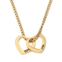 Hebrew/English Chain Name Necklace with Hearts - Silver or Gold-Plated - 4