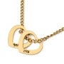 Hebrew/English Chain Name Necklace with Hearts - Silver or Gold-Plated - 5