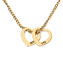 Hebrew/English Chain Name Necklace with Hearts - Silver or Gold-Plated - 6
