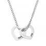 Hebrew/English Chain Name Necklace with Hearts - Silver or Gold-Plated - 2