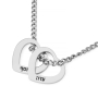 Hebrew/English Chain Name Necklace with Hearts - Silver or Gold-Plated - 3