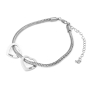 Hebrew/English Name Bracelet for Moms with Heart Charms -  Silver or Gold-Plated - 2