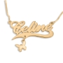 24K Gold Plated Personalized Name Necklace with Flourish and Choice of Charms - 3