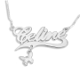 Sterling Silver Personalized Name Necklace with Flourish and Choice of Charms - 3