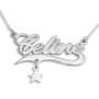 Sterling Silver Personalized Name Necklace with Flourish and Choice of Charms - 2