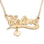 24K Gold Plated Personalized Name Necklace with Flourish and Choice of Charms - 1