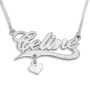 Sterling Silver Personalized Name Necklace with Flourish and Choice of Charms - 1
