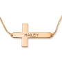 24K Rose Gold Plated Silver Latin Cross Personalized Name Necklace - 1
