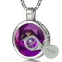 Nano Sterling Silver and Gemstone Grafted-In Necklace with 24K Gold Micro-Inscription (Purple) - 3