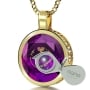 Nano 24K Gold Plated and Gemstone Grafted-In Necklace with 24K Gold Micro-Inscription (Purple) - 3